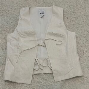 Belle Vere Cream Tie-Front Linen Vest